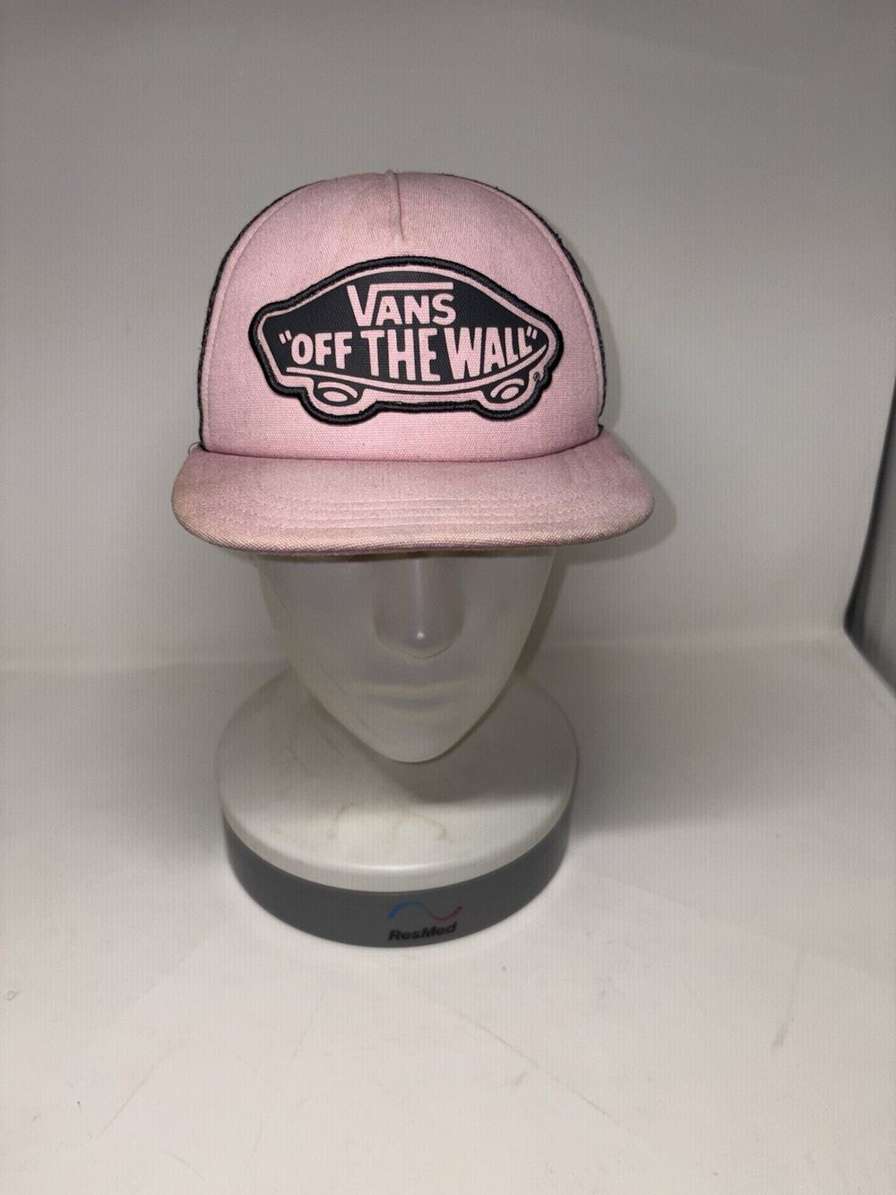Vintage Vans Off The Wall PINK Trucker Hat Cap Mesh SnapBack